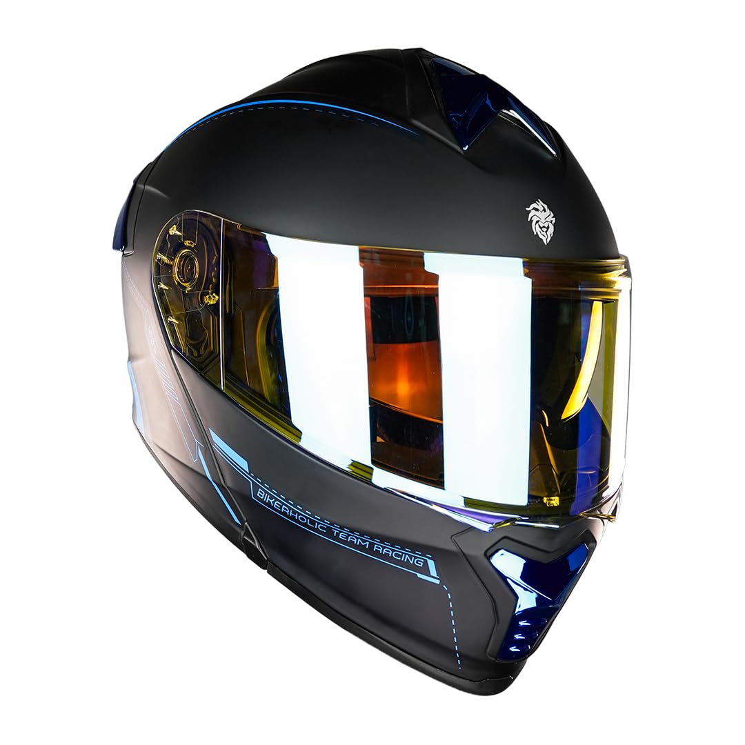 KOV Casco Metal Blue Thunder ABATIBLE Azul para Moto Certificado Dot