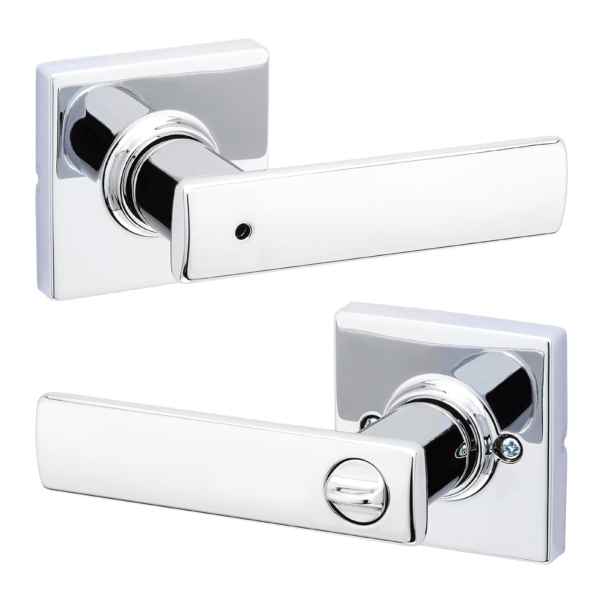 Kwikset Breton Manija para Puerta Reversible con Cerradura - Cromo pulido - 1 paquete - Privacidad