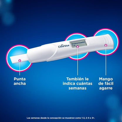 Clearblue - Digital, Prueba de Embarazo, Ultratemprana y con Alta Precisión, 2 Test en 1, Indicador de Semanas de Embarazo, Resultados Claros, con Smart Dual Sensor, 1 Prueba Digital
