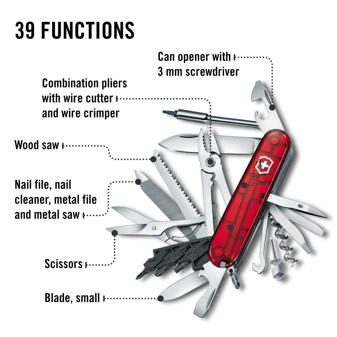 Victorinox Navaja Cybertool, Roja Transparente, 39 Usos