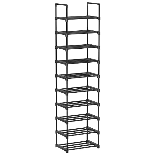 SONGMICS Zapatero de Metal de 10 Niveles, diseño Personalizable, Ahorro de Espacio y Estante versátil, para Sala de Estar, Dormitorio, Negro MLSA25BK