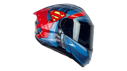 KOV Casco Snow Superman 2.0 Azul ABATIBLE para Moto Certificado Dot