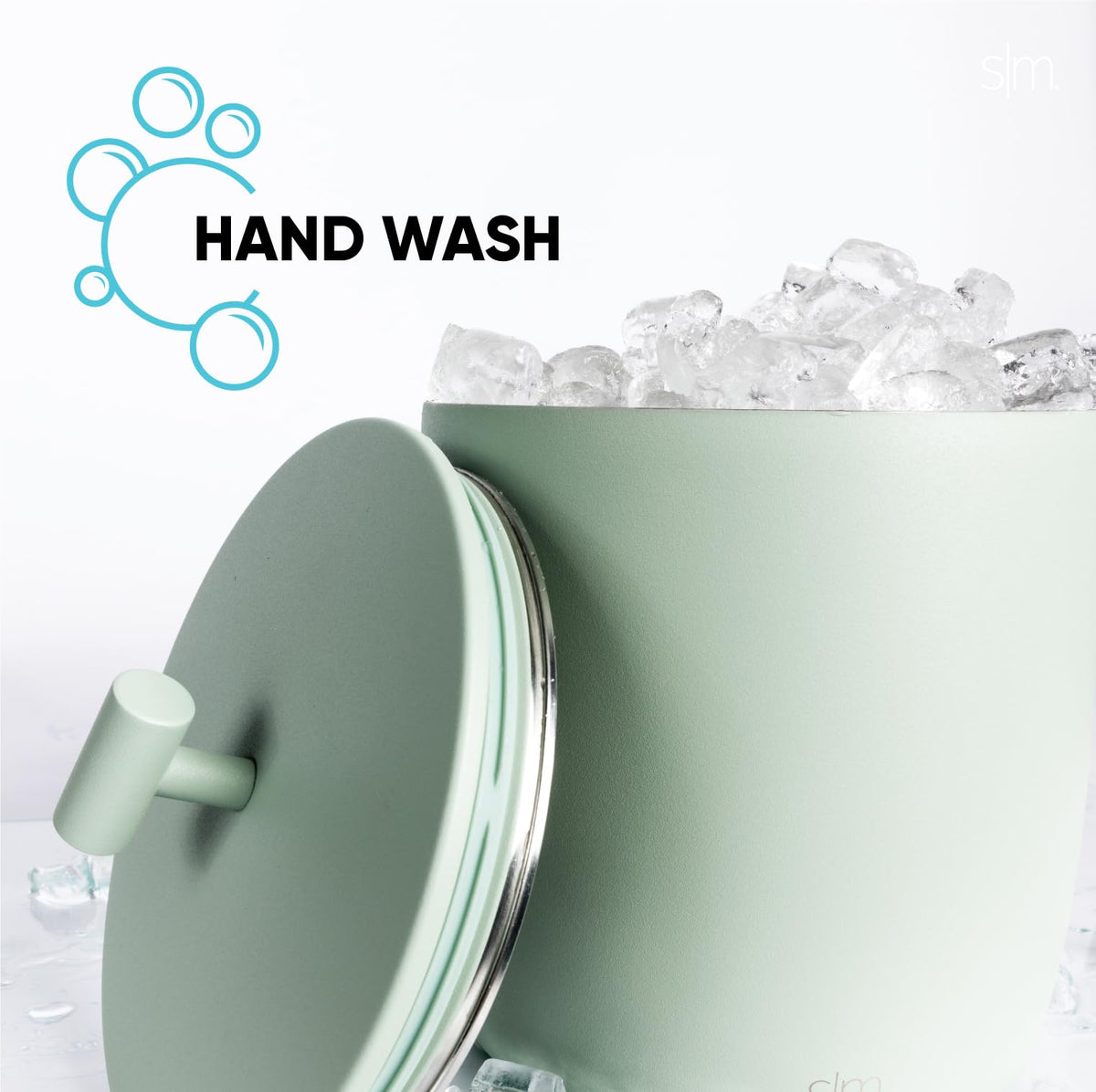 Simple Modern Aislamiento al Vacío Cubeta de Hielo con Tapa y Cucharón | Para Cócteles, Champán, Vino, Cerveza y Eventos | Rocks Colección| 3L | Almond Birch