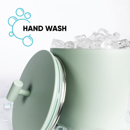 Simple Modern Aislamiento al Vacío Cubeta de Hielo con Tapa y Cucharón | Para Cócteles, Champán, Vino, Cerveza y Eventos | Rocks Colección| 3L | Almond Birch