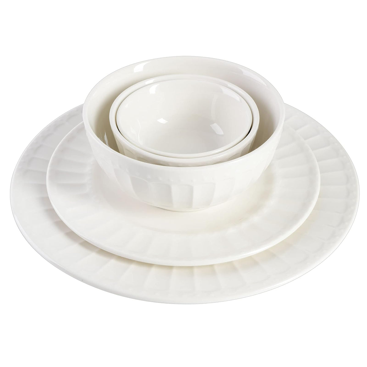 Gibson Home - Juego de vajilla de porcelana Zen Buffet, servicio para 8 (40 unidades), blanco (relieve)