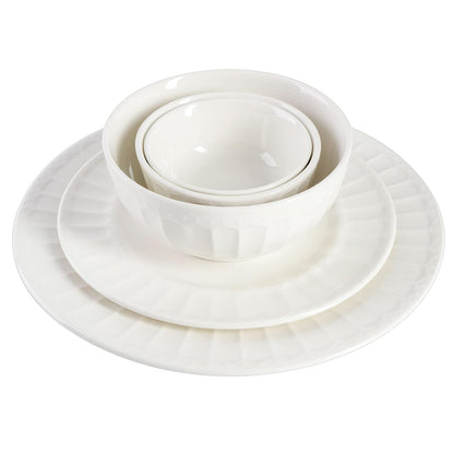 Gibson Home - Juego de vajilla de porcelana Zen Buffet, servicio para 8 (40 unidades), blanco (relieve)