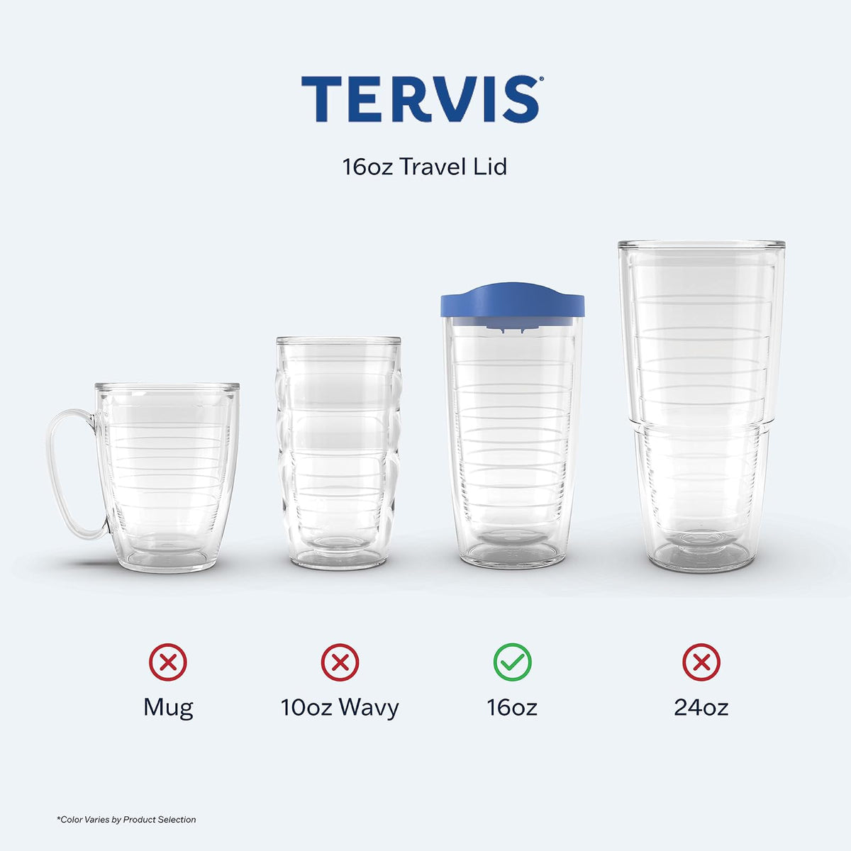Tervis - Tapa de viaje fabricada en Estados Unidos con aislamiento de doble pared, taza de viaje que mantiene las bebidas frías y calientes, se adapta a vasos de 16 onzas, paquete de 46 unidades,