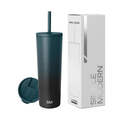 Simple Modern Classic Vaso Térmico con Popote y Tapa Abatible - 830 ml - Ombre: Moonlight