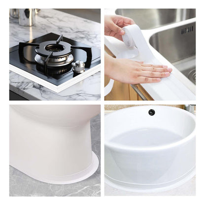 Cinta Selladora Autoadhesiva Blanca 3.8cmx3.2M, Impermeable | Banda Flexible Para Cubrir Juntas Y Bordes, Ayuda A Mantener Superficies Limpias En Diferentes Espacios Del Hogar