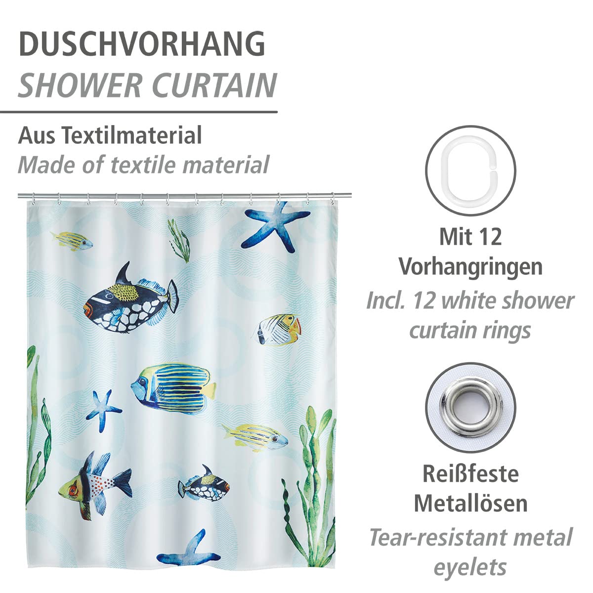 Wenko Polyester Shower Curtain Aquaria