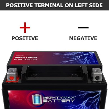 Mighty Max Battery Batería YTX9-BS -12 voltios 8 AH, 135 CCA, batería Recargable sin Mantenimiento SLA AGM para Motocicleta