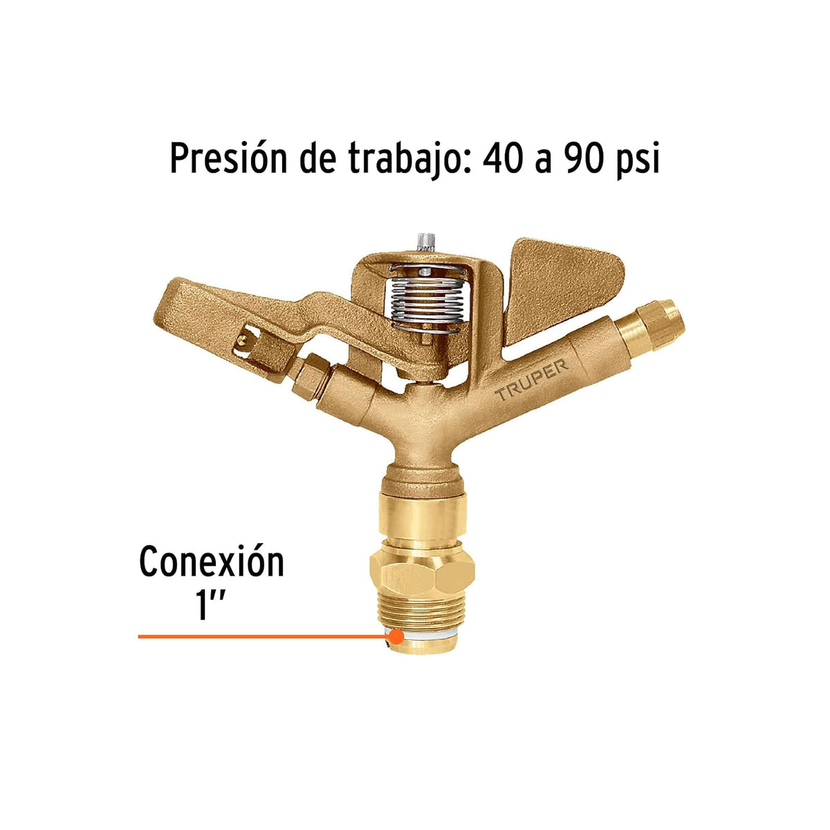 Truper ASP-1BR, Aspersor agrícola, fundido en latón, 1"