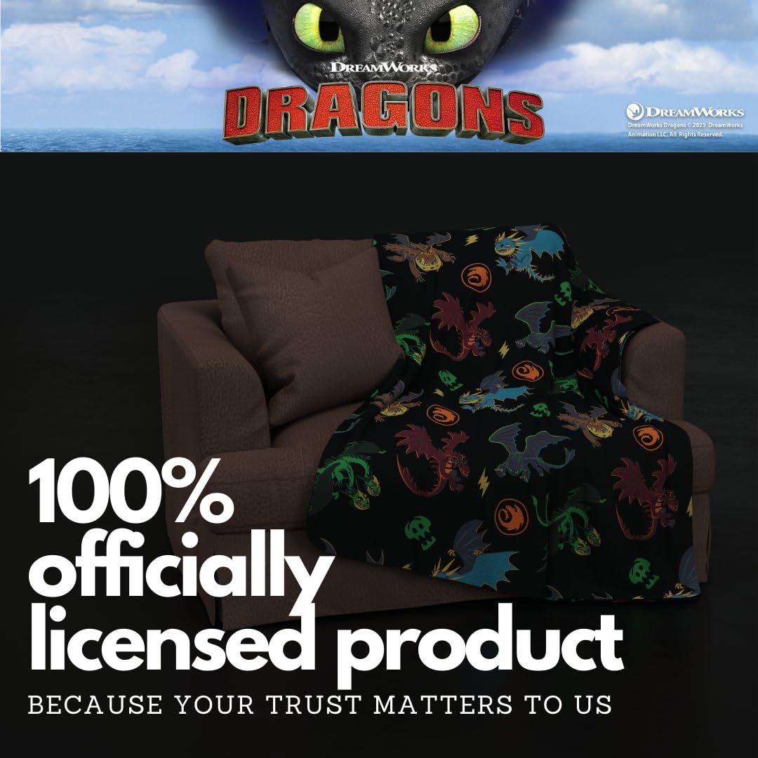 Franco How to Train Your Dragon - Ropa de Cama para niños sin Dientes súper Suave y acogedora, 46 x 60 Pulgadas, (Producto con Licencia Oficial)