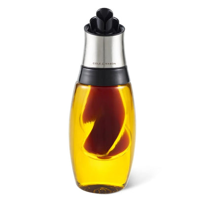 COLE & MASON | Aceitera o Vinagrera Duo 23 cm | Dispensador de Aceite y Vinagre | Botella de Vidrio para Cocina y Ensaladas | Diseño 2 en 1 | Mod. H103069U