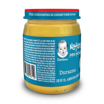 Gerber Papilla Etapa 3, A Partir de 8 Meses, Durazno, Paquete de 12 Frascos de 170 g c/u