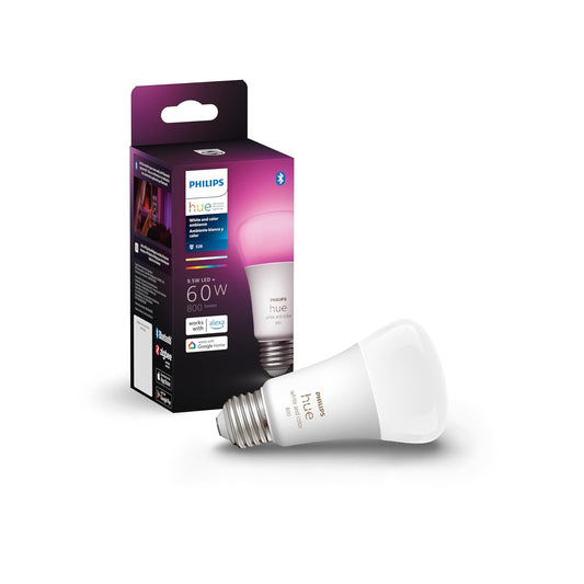 Philips Hue White & Color Ambiance 9.5W - Foco inteligente A19 compatible con Alexa