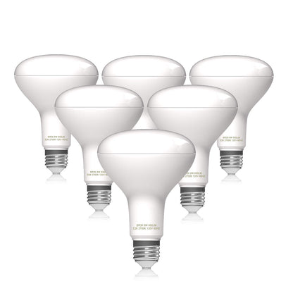 Helloify BR30 - foco LED de inundación, 9 W, equivalente a 65 W, luz blanca suave de 2700 K, lámpara de ahorro de energía para oficina/hogar, no regulable, base de tornillo E26, 6 unidades