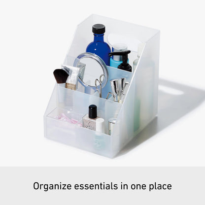 Like-It MX-9208 Desk/Cosmetic Organizer Mini with 3 Deviders and a Small Clear Tray, White