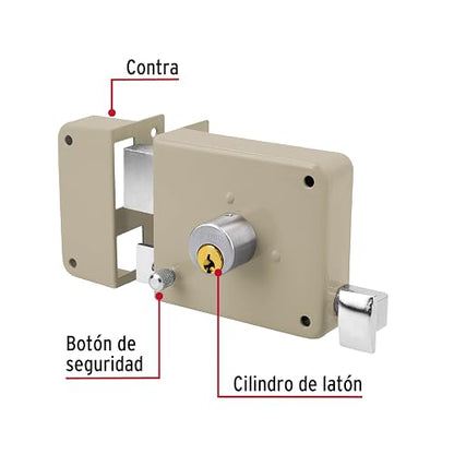 Hermex CS-75I, Cerradura de sobreponer, clásica, instala-fácil, izquierda