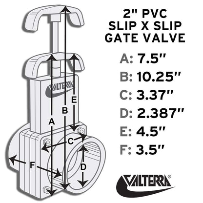 Valterra 6201 Válvula de Compuerta de PVC, Blanco, 5 cm