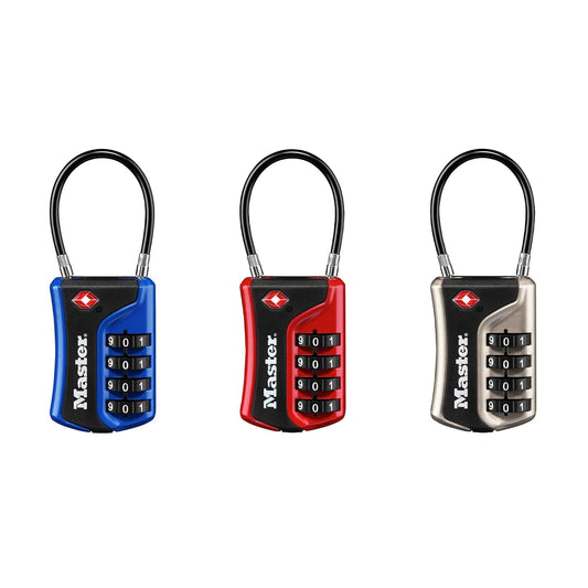 Master Lock Set Your Own Combination TSA Approved Lock, los colores pueden variar; paquete de 3; 4697EC3
