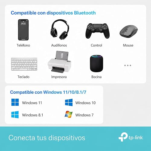 TP-Link Nano USB Bluetooth 6.0 Adaptador (UB600) - Dongle Bluetooth para PC | Plug & Play para Windows 11/10/8.1/7 | Conecta hasta 7 Dispositivos | Diseño Nano