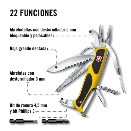 Victorinox Rangergrip Boatsman, color Amarrillo/Negro, 130 mm, 22 Usos