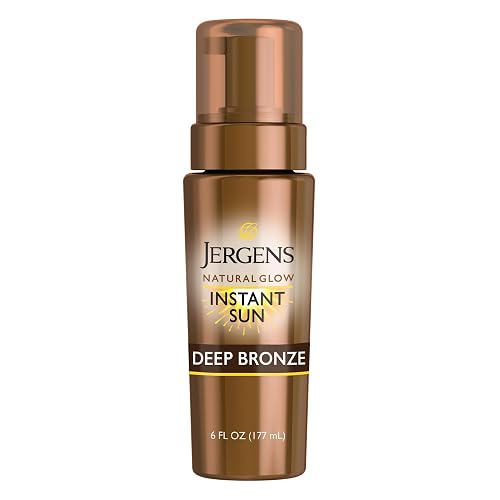 Jergens - Espuma bronceadora natural Glow Instant Sun sin sol, oscura, 6 onzas líquidas