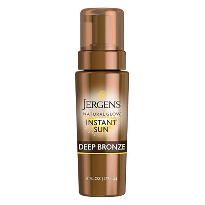 Jergens - Espuma bronceadora natural Glow Instant Sun sin sol, oscura, 6 onzas líquidas
