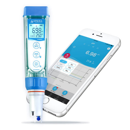 Apera Bluetooth® Smart Tester Negro estación dock para móvil, pH+EC+TDS+Salinidad+conductividad