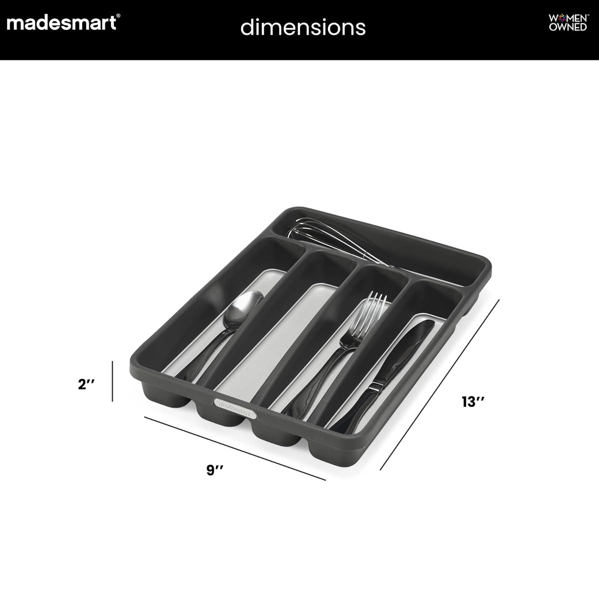 madesmart Classic Mini cubiertos bandeja, Granite, 1