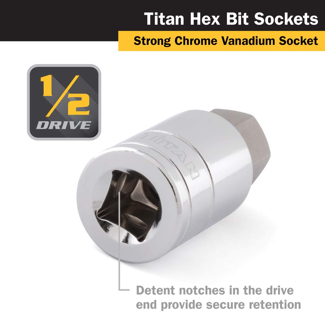 Titan Tools 15622 22 mm 1/2" Drive Hex Bit Socket