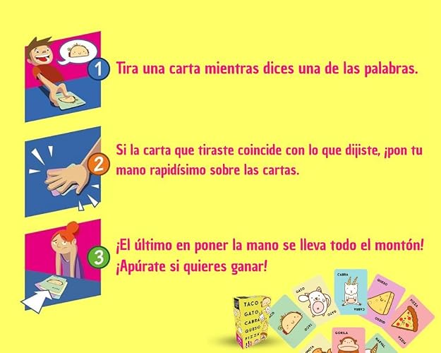 Taco Gato Cabra Queso Pizza | Juegos De Mesa | para Niños de 8 Años O Más | Juego con 64 Cartas | Regalo para Niños |De 3 A 8 Jugadores | En Español | Familia Taco Gato