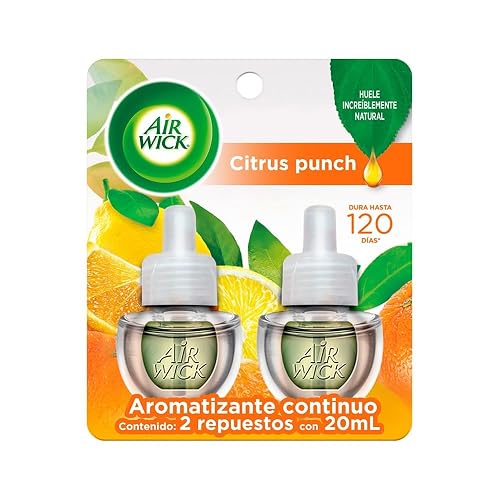 Air Wick® 2 Repuestos de Aromatizante de Ambiente Continuo para Aparato Difusor eléctrico, Aroma Citrus Punch, 20 ml c/u
