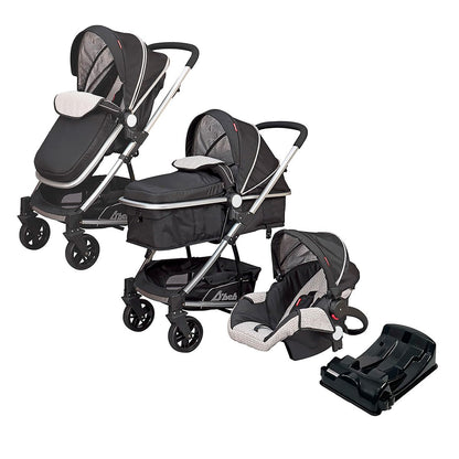 D´BEBÉ - Carriola Travel System Crown - Carriola Multifuncional - Ideal para Bebés Recién Nacidos y hasta los 4 años - Incluye Bambinieto y Autoasiento - Color Negro