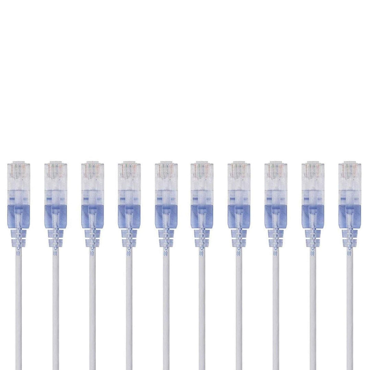 Monoprice SlimRun Cable de Conexión Ethernet Cat6A, 10 Gbit/s - Blanco - 25 feet - Paquete de 10