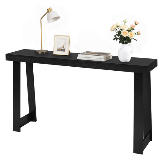 VEVOR Mesa Consola Moderna, Mesa Auxiliar Rectangular para Colocar Detrás del Sofá, 140 x 30,5 x 81 cm, Fabricada en Panel Multicapa, para Recibidor, Dormitorio, Sala de Estar, Negro, Carga 50 kg