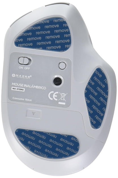 Naceb Technology - Mouse Inalámbrico Dual Mode 2.4G + Bluetooth con Diseño Ergonómico y Conexión Versátil - Ideal para Oficina y Estudio en Color Blanco