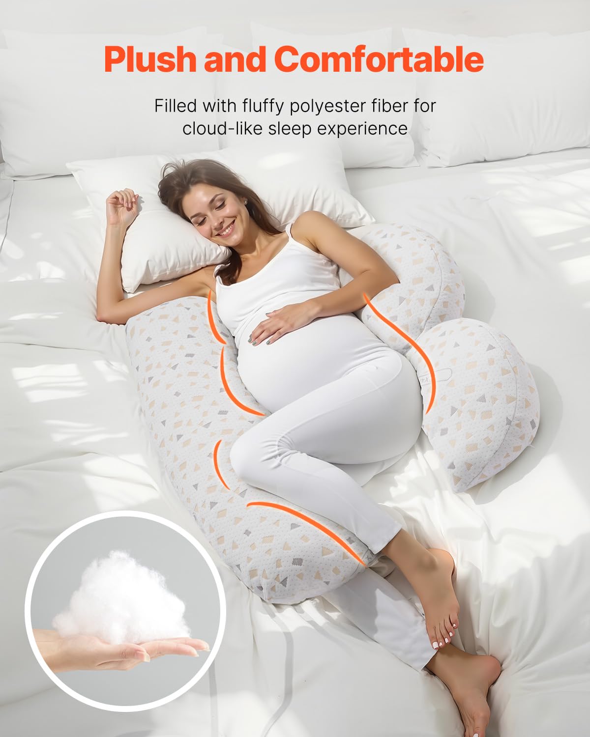 VEVOR - Almohadas de Embarazo para Dormir, Almohada de Maternidad Ajustable para Mujeres Embarazadas, Almohada Corporal Suave para Embarazo con Funda extraíble y Lavable para Soporte de Espalda