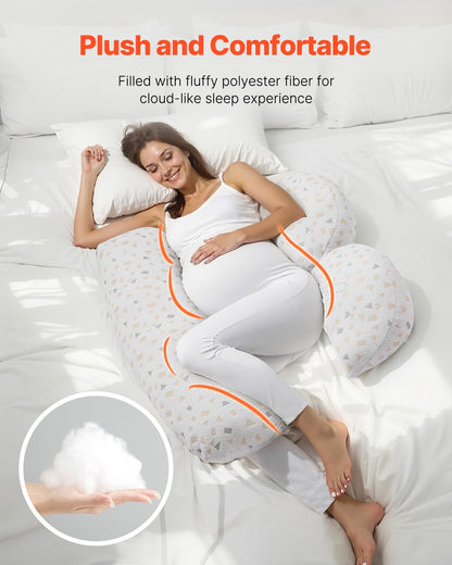 VEVOR - Almohadas de Embarazo para Dormir, Almohada de Maternidad Ajustable para Mujeres Embarazadas, Almohada Corporal Suave para Embarazo con Funda extraíble y Lavable para Soporte de Espalda