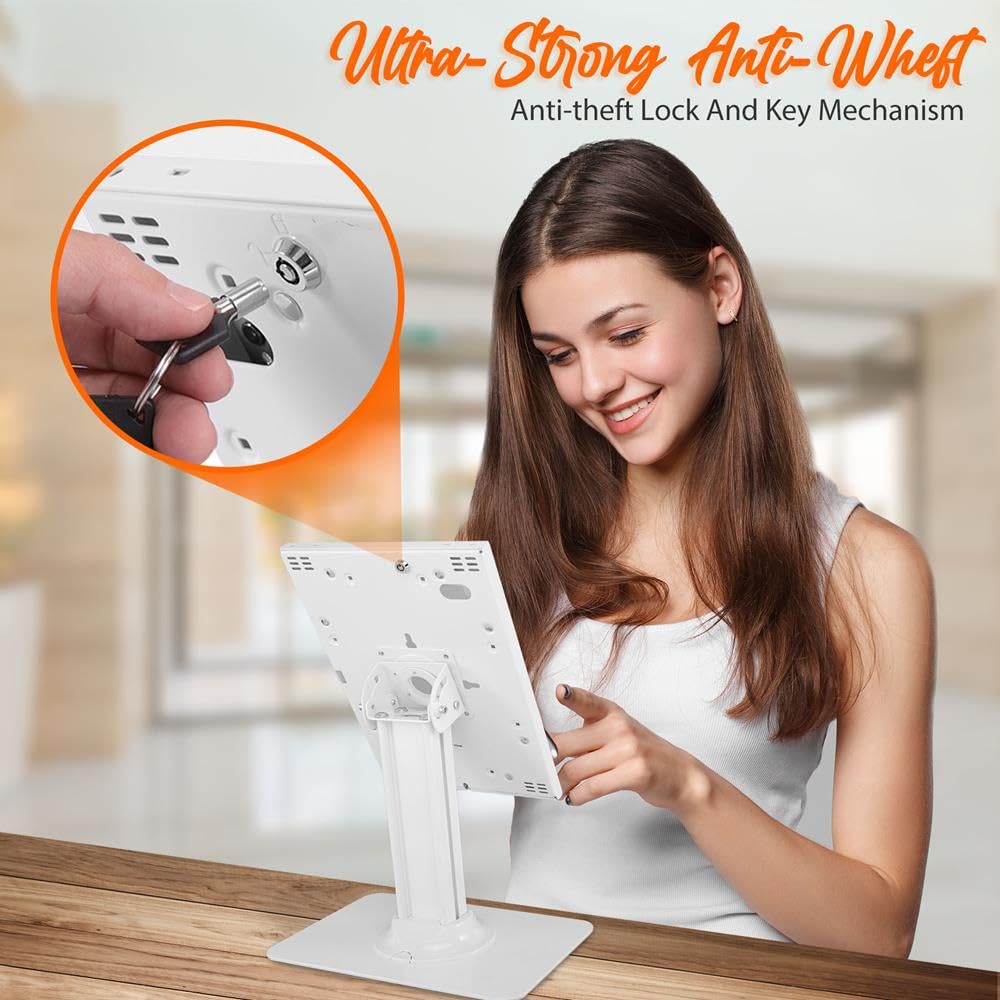 Pyle Soporte de Seguridad Antirrobo para Tableta, Montaje en Mesa para iPad y Tablet, Soporte Kiosco con Cerradura y Llave, Rotación de 90°, Inclinación de 75°, iPad, iPad Air, Pro, Galaxy