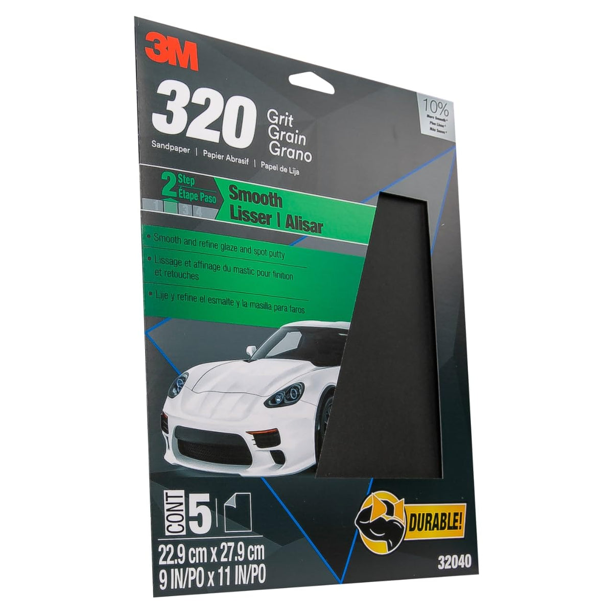 3M Wetordry Sandpaper, 32040, 9 in x 11 in, 320 grit - 32040 - 9 in x 11 in, (Pack of 5)