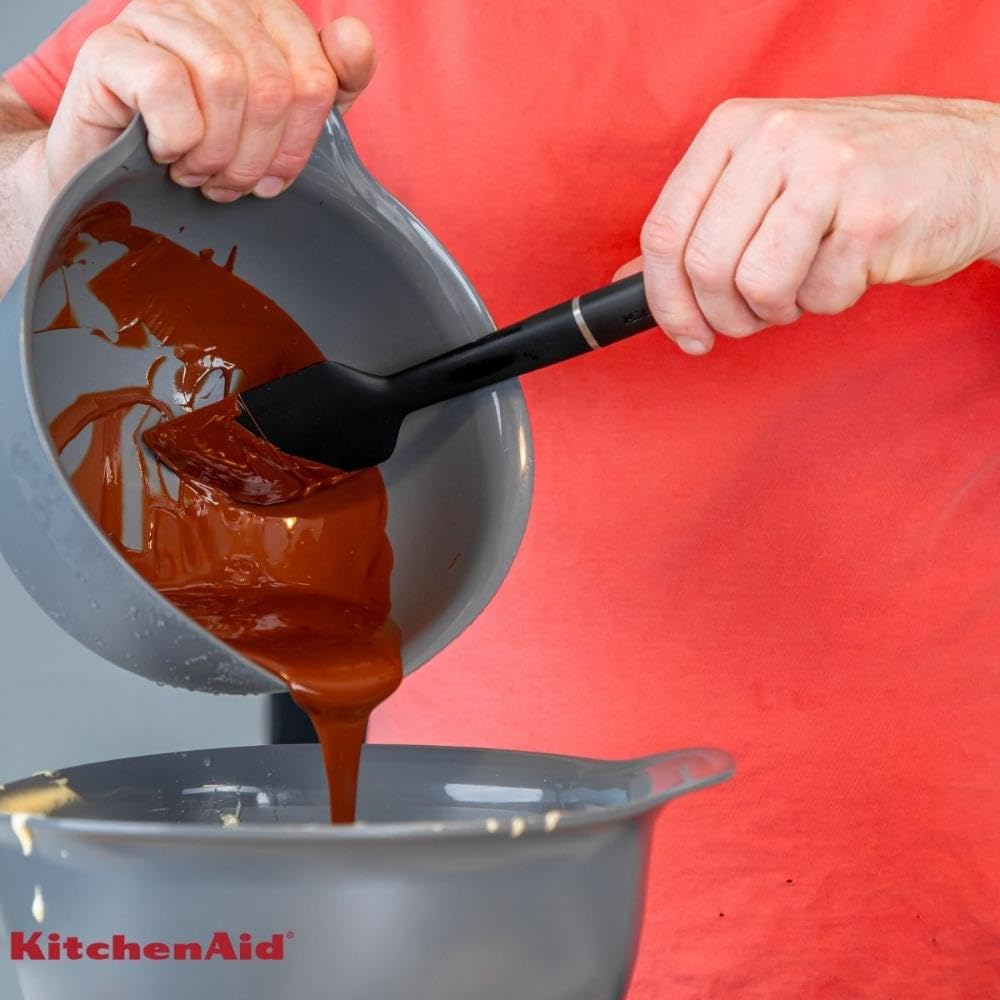 KitchenAid Espátula de Cocina Resistente al Calor hasta 260°C, Antiadherente, Flexible, Color Negro