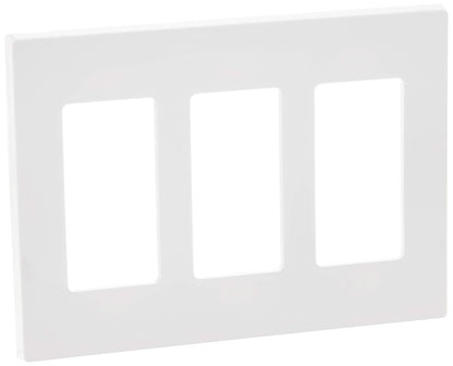 Leviton Placa de Pared Decora Plus, Sin Tornillos - Placa de 3 unidades - Blanco - Placa de pared