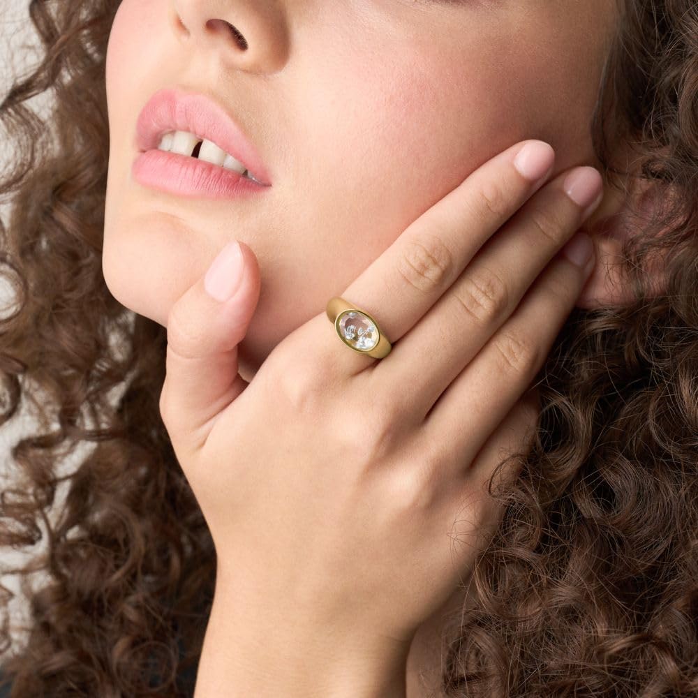 Anillo Fossil JF04896710 Sutton de acero inoxidable en tono dorado para mujer, talla 6