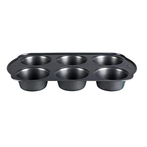 Ekco - Molde para Hornear Muffins, Magdalenas, Mantecadas, Ekco Evolution, Color Negro, Acero inoxidable con Antiadherente, 6 Tazas