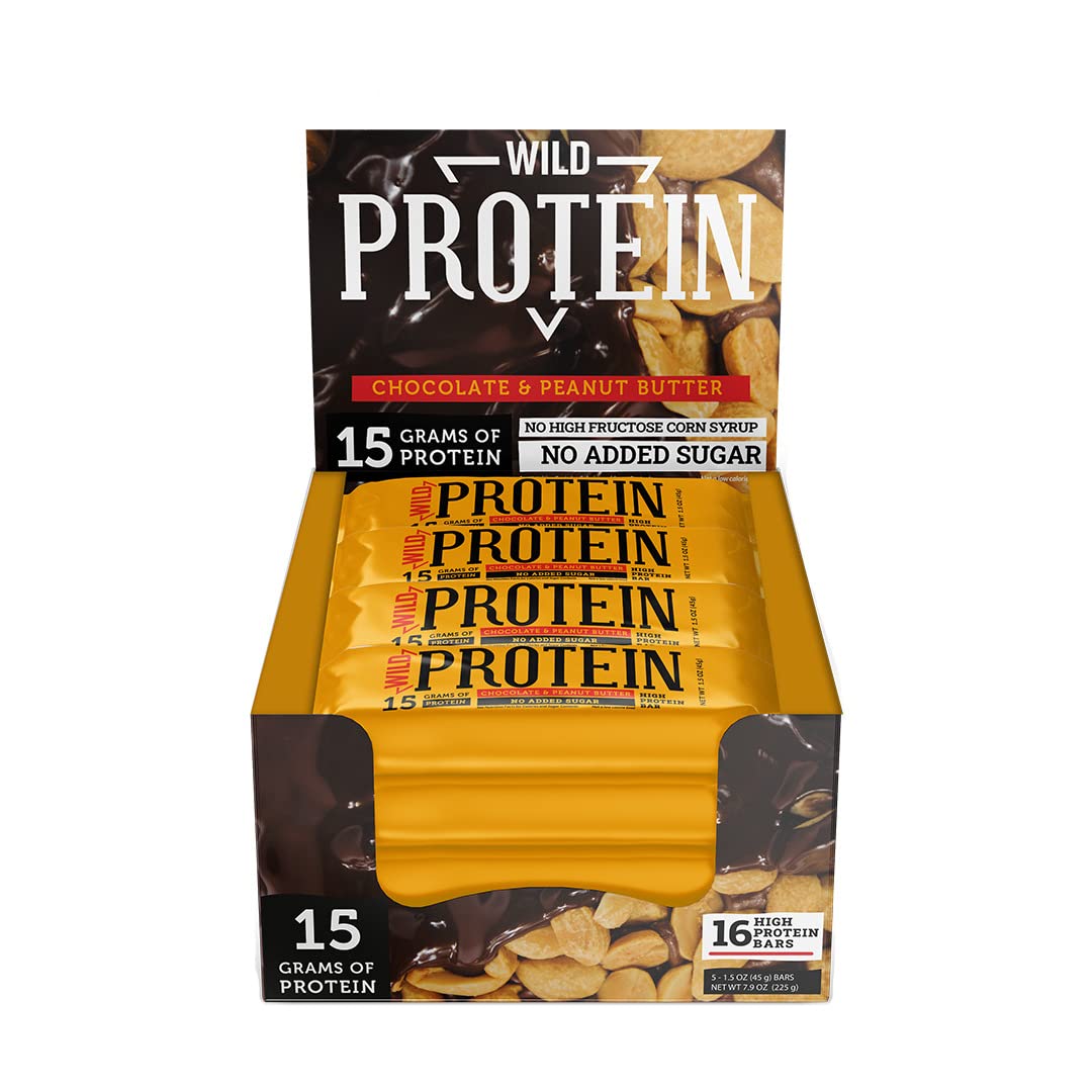 Wild Foods Barras de Proteína, Pack de 16, Varios Sabores - Cacahuetes - 45