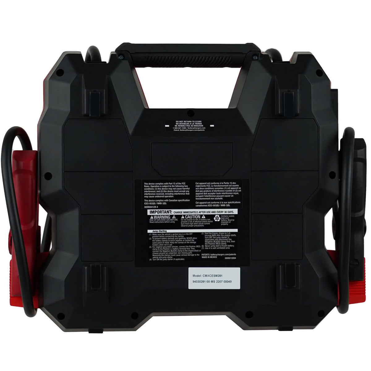 Craftsman CMXCESM281 Arrancador de Batería de Automóvil de 1000A y Estación de Energía Portátil 3 en 1 con Carga USB 12V CC y 2.4A, Rojo