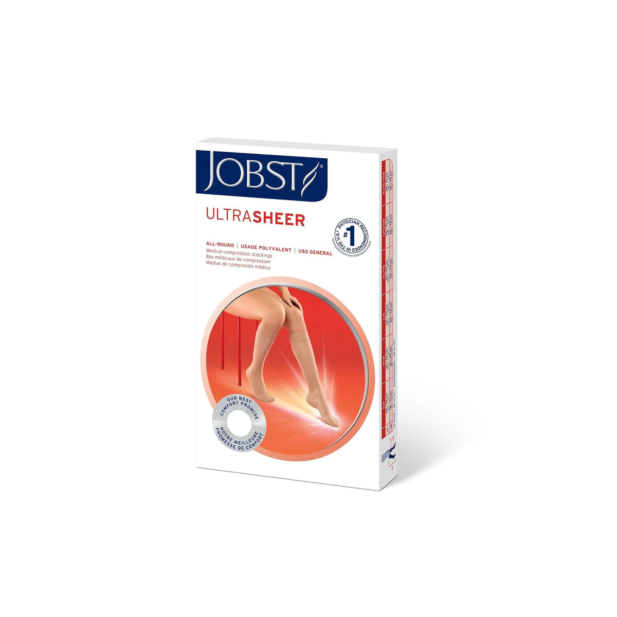 JOBST Ultrasheer Medias de compresión, Media 20-30mmHg, Rodilla, Talla M | Punta Cerrada, Color Miel, Compresión de Grado Médico
