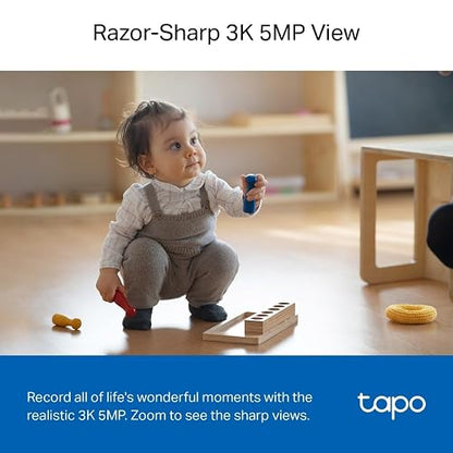 Tapo TP-Link TC74, Cámara de Seguridad Interior 5MP, Detección Avanzada por IA (Personas/Mascotas/Vehículos/Llanto de Bebés), Visión Nocturna, Compatible con Alexa y Google Assistant